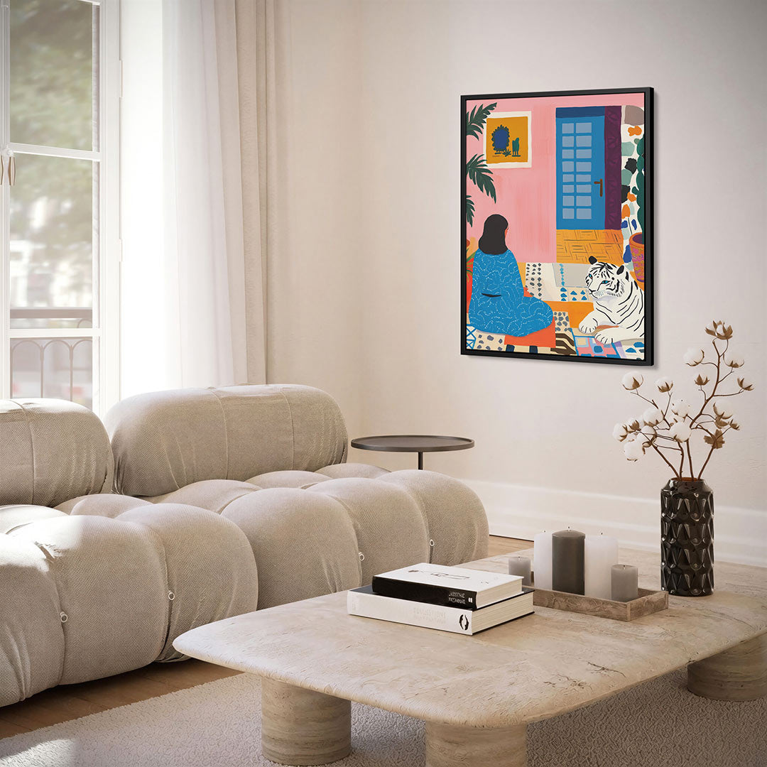 Interieur met tijger Kunstwerk
