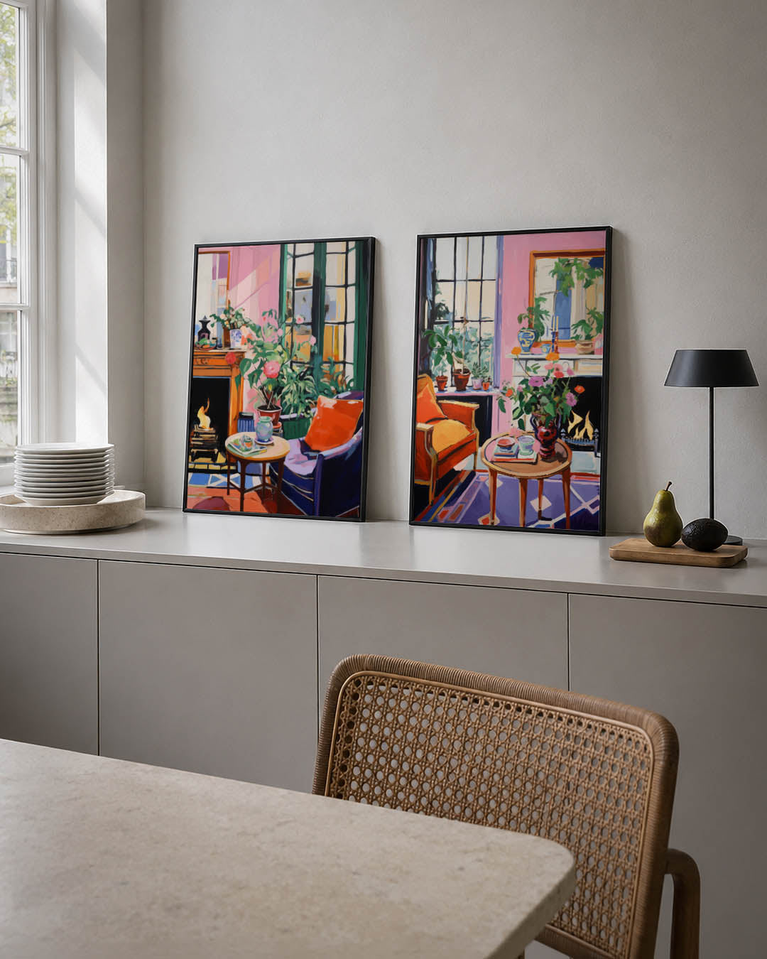 Kleurrijke interieurhoek Posterset