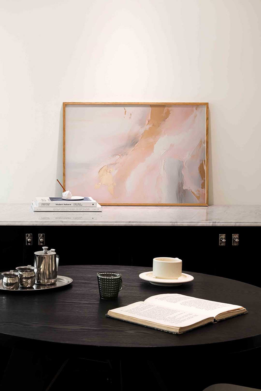 Abstracte beige en roze Poster