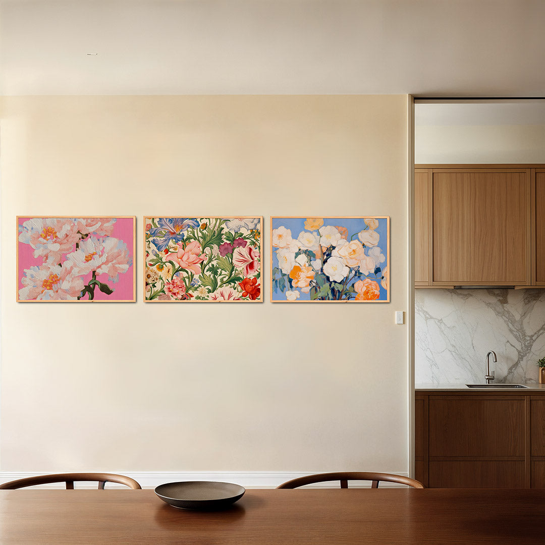 Bloemrijke kleurvlakken Posterset