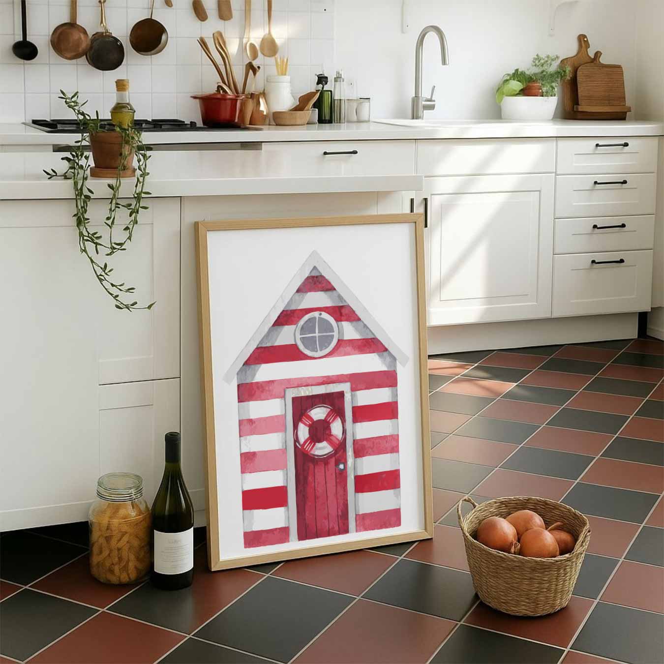Strandhuisje Poster-WallArtistic