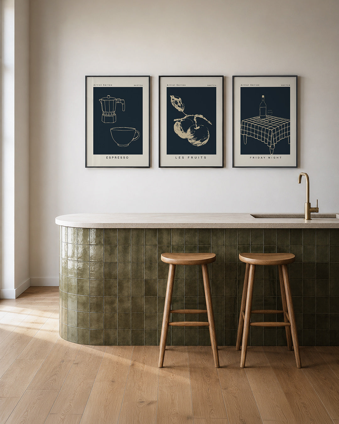 Lijnen en koffie Posterset