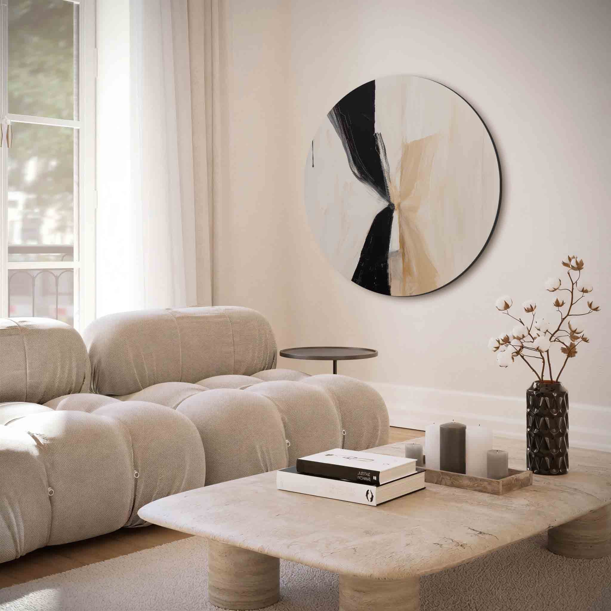 Abstracte zwart en beige Muurcirkel