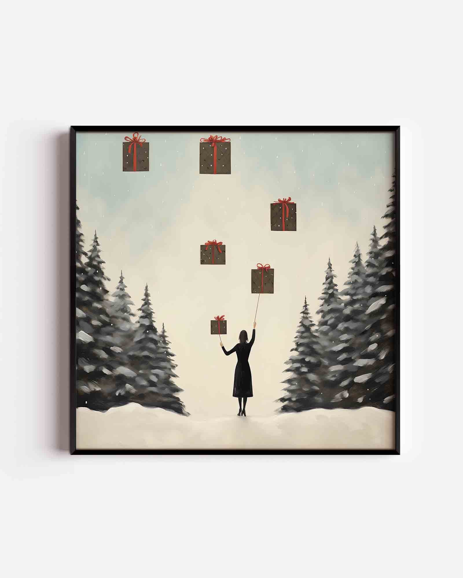 Vrouw met cadeaus Poster