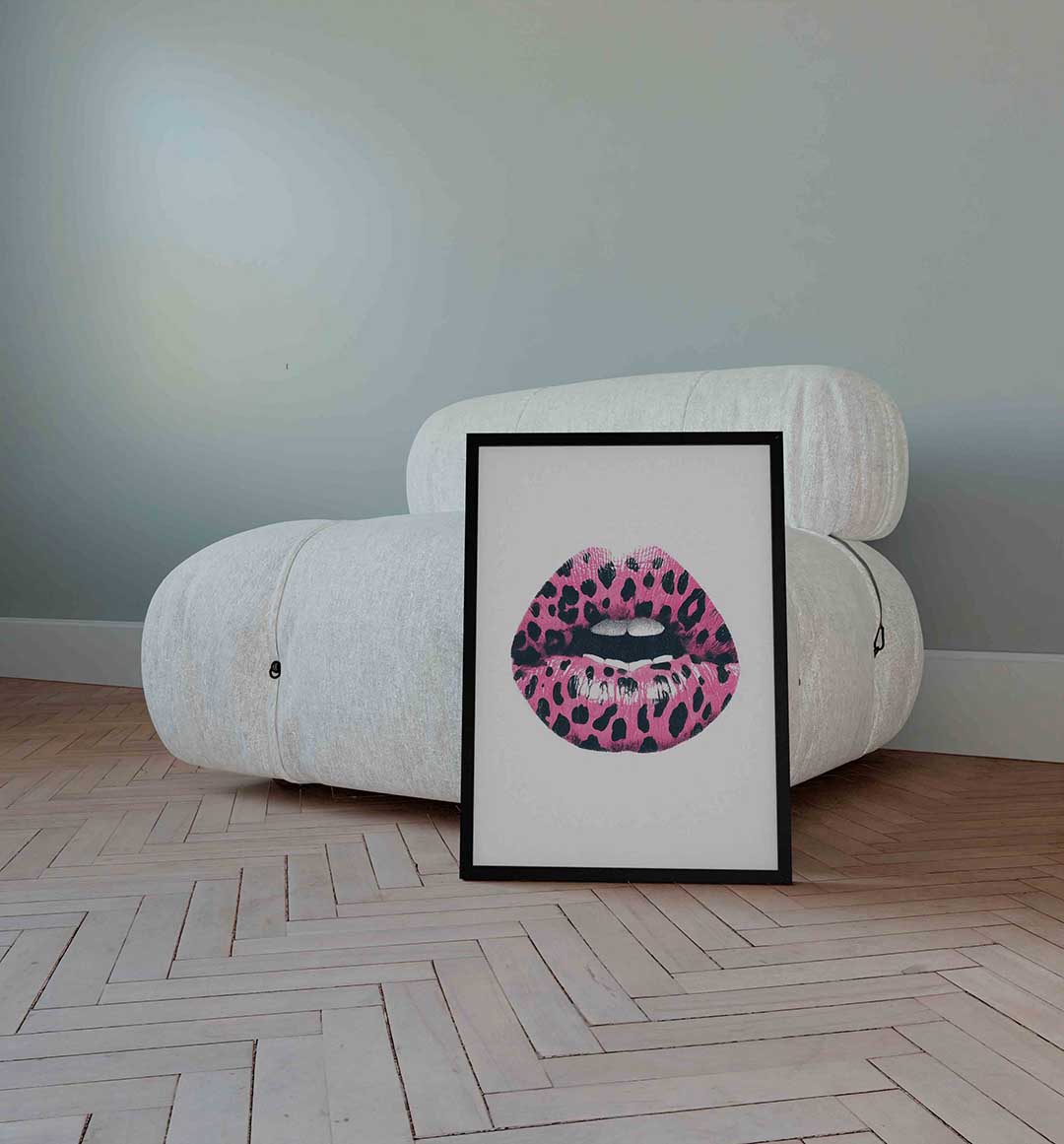 Roze lippen met stippen Poster