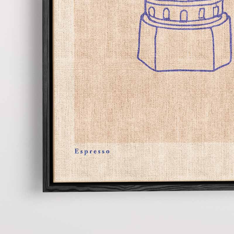 Stijlvolle Espressopot Illustratie Kunstwerk-canvas-dibond-plexiglas-wanddecoratie-WallArtistic