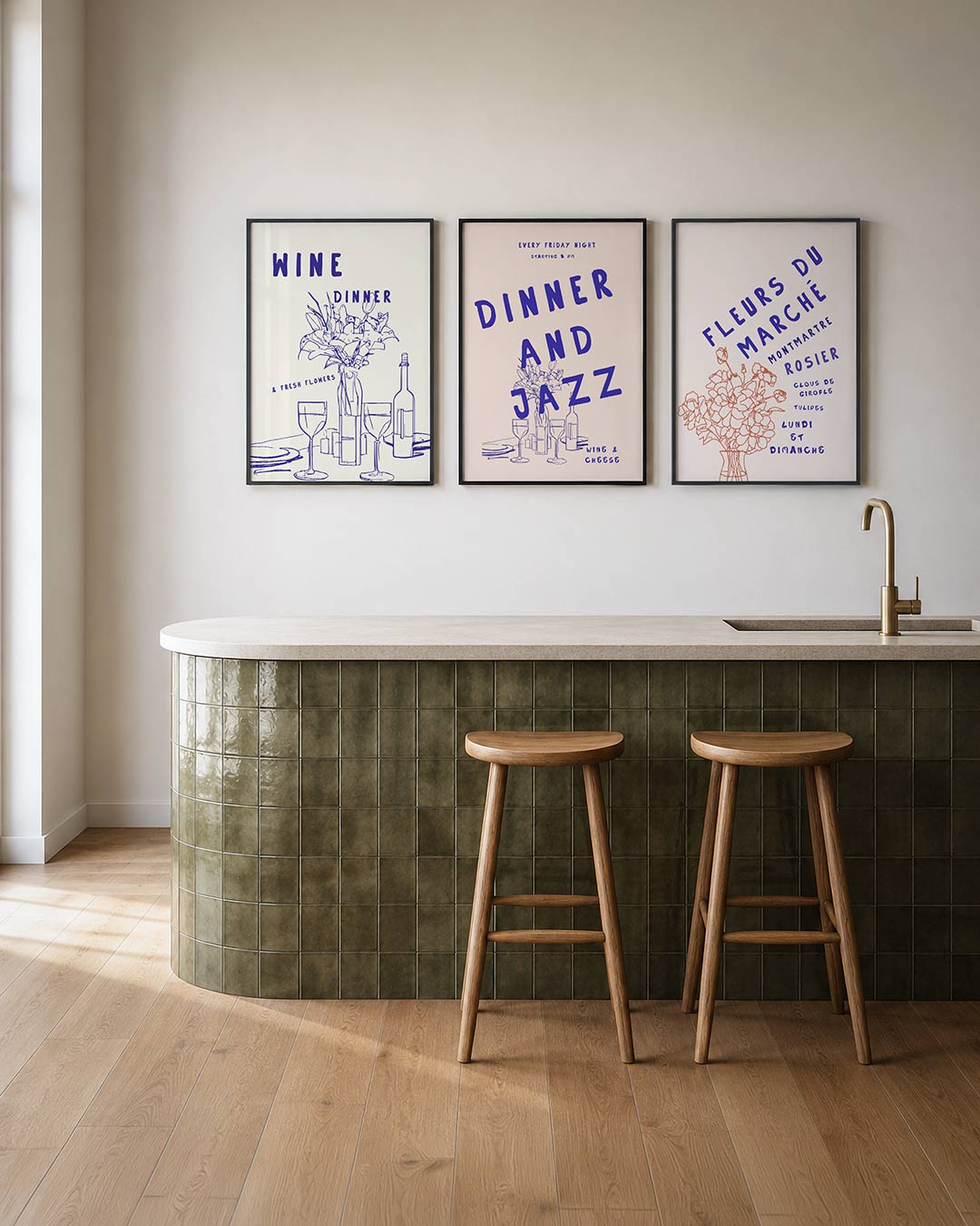 Lijnen en bloemen Posterset