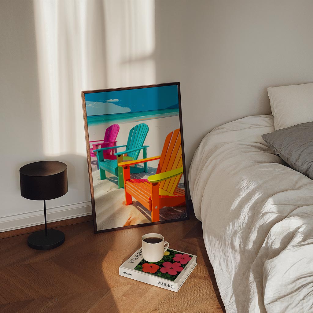 Kleurrijke Strandstoelen Poster-WallArtistic
