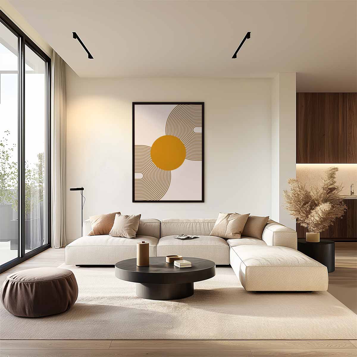 Retro Cirkelpatroon Kunstwerk-canvas-dibond-plexiglas-wanddecoratie-WallArtistic