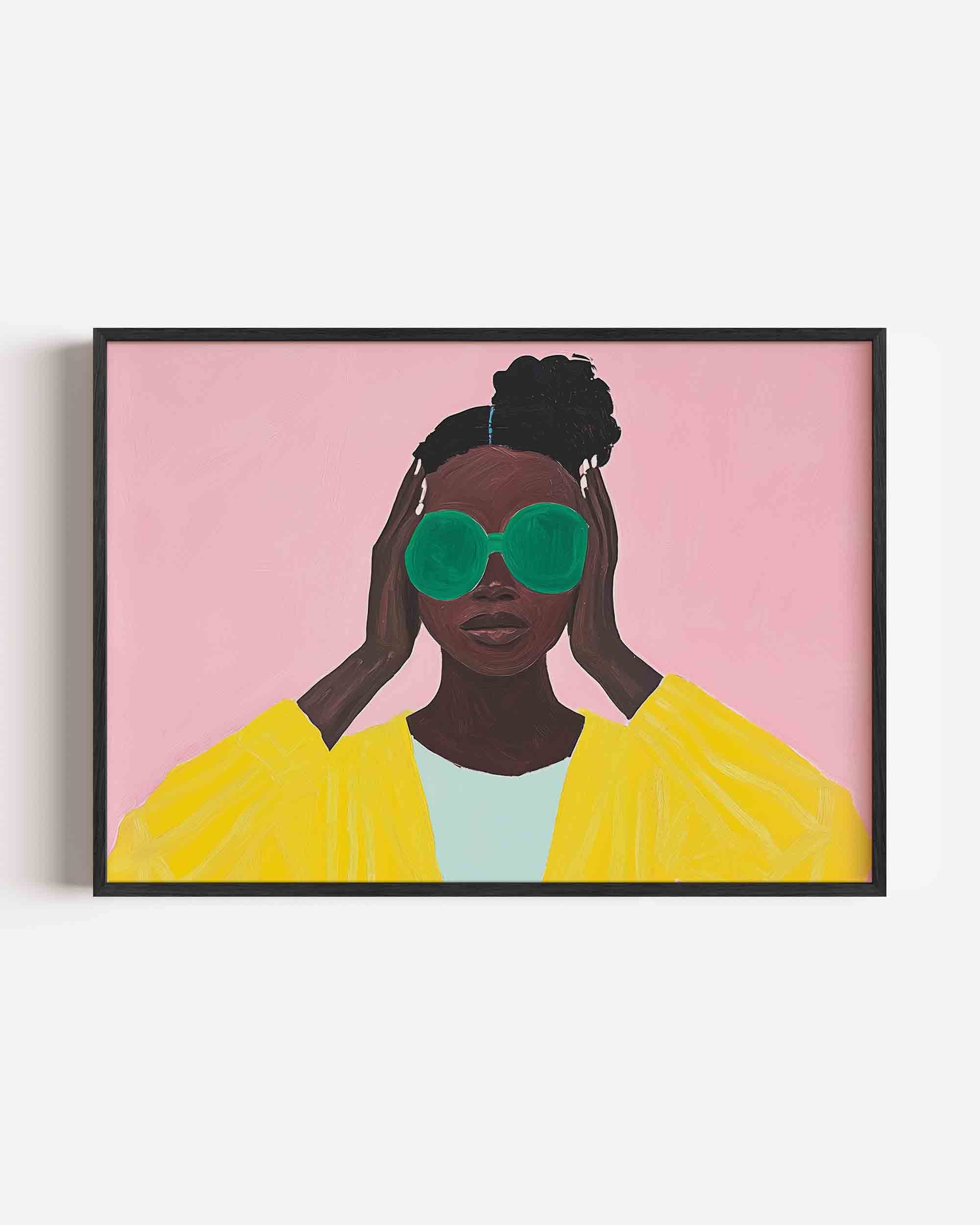 Vrouw met groene bril Poster