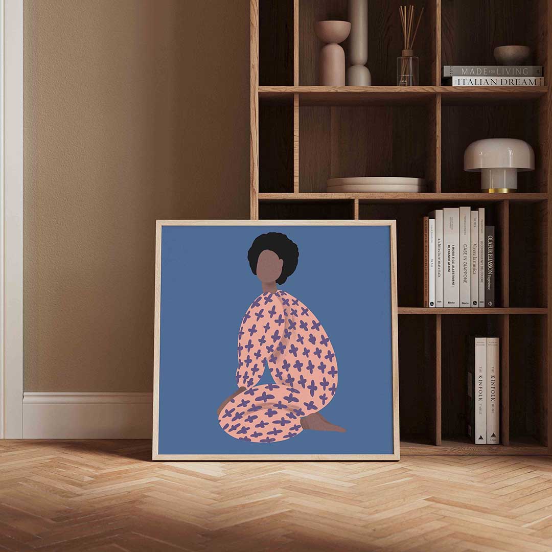 Zittende figuur met patroon Poster
