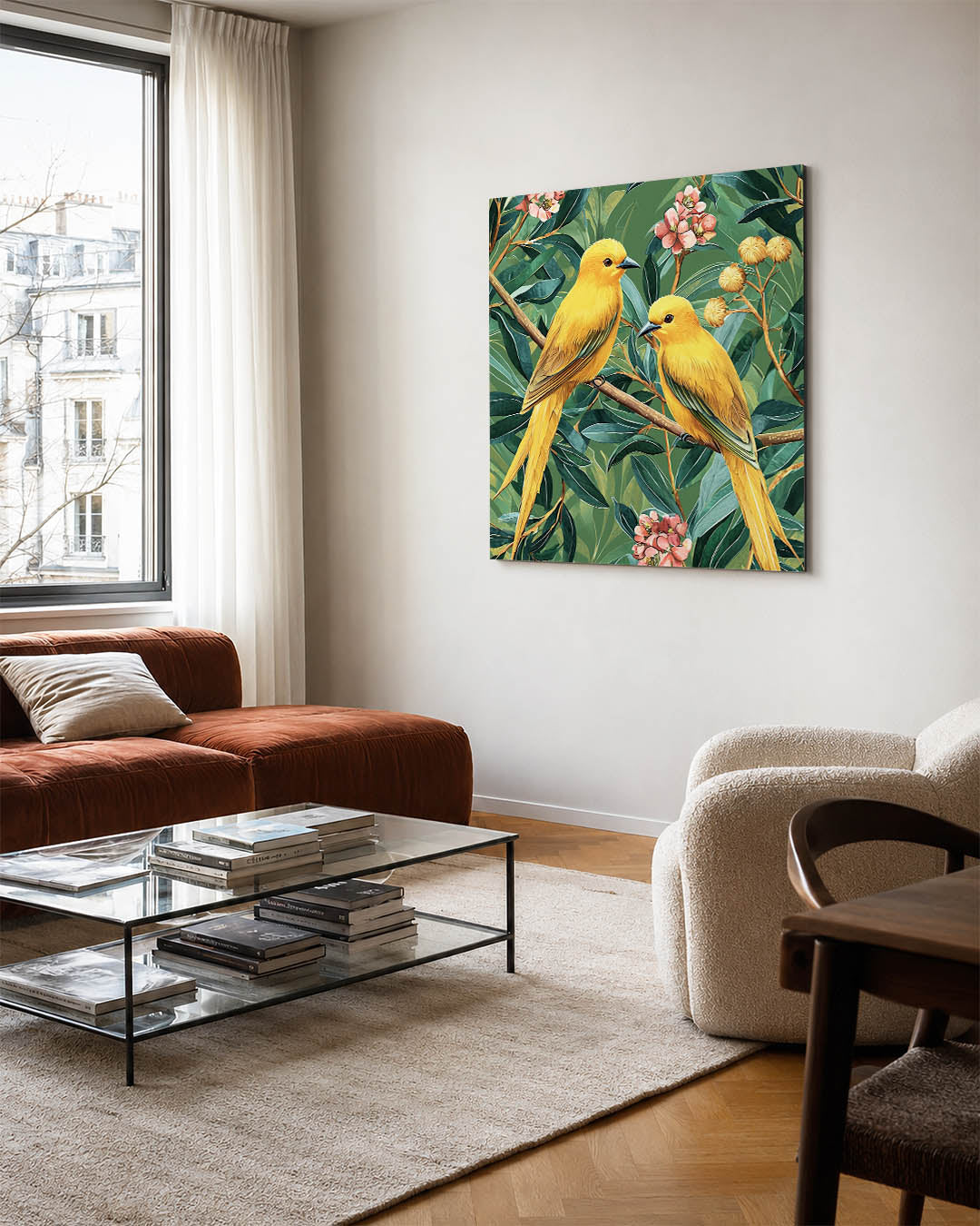 Vogels en bloemen Kunstwerk