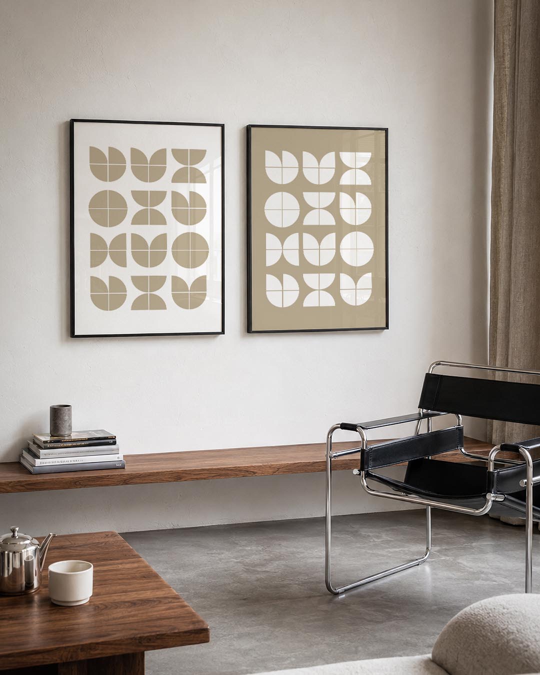 Vormenspel in beige Posterset