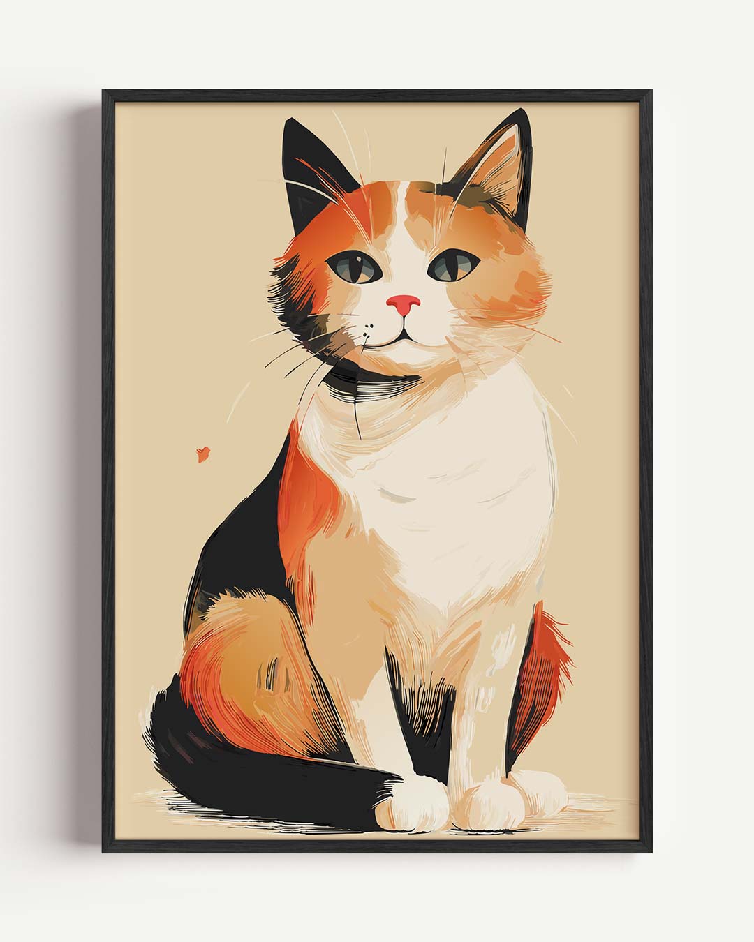 Schattige Calico Kat aan de Muur Poster-WallArtistic