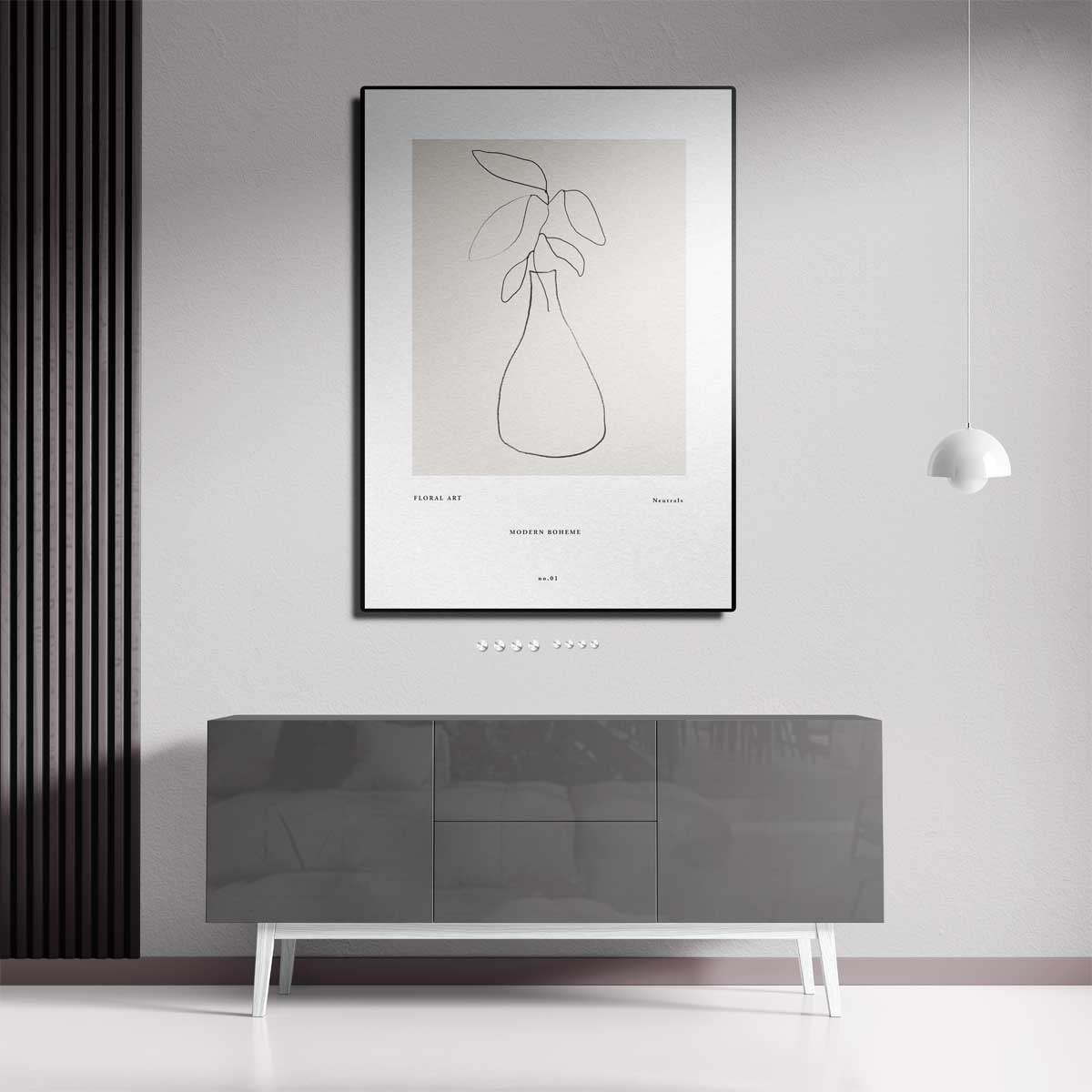 Minimalistische Botanische Vaastekening Kunstwerk-canvas-dibond-plexiglas-wanddecoratie-WallArtistic