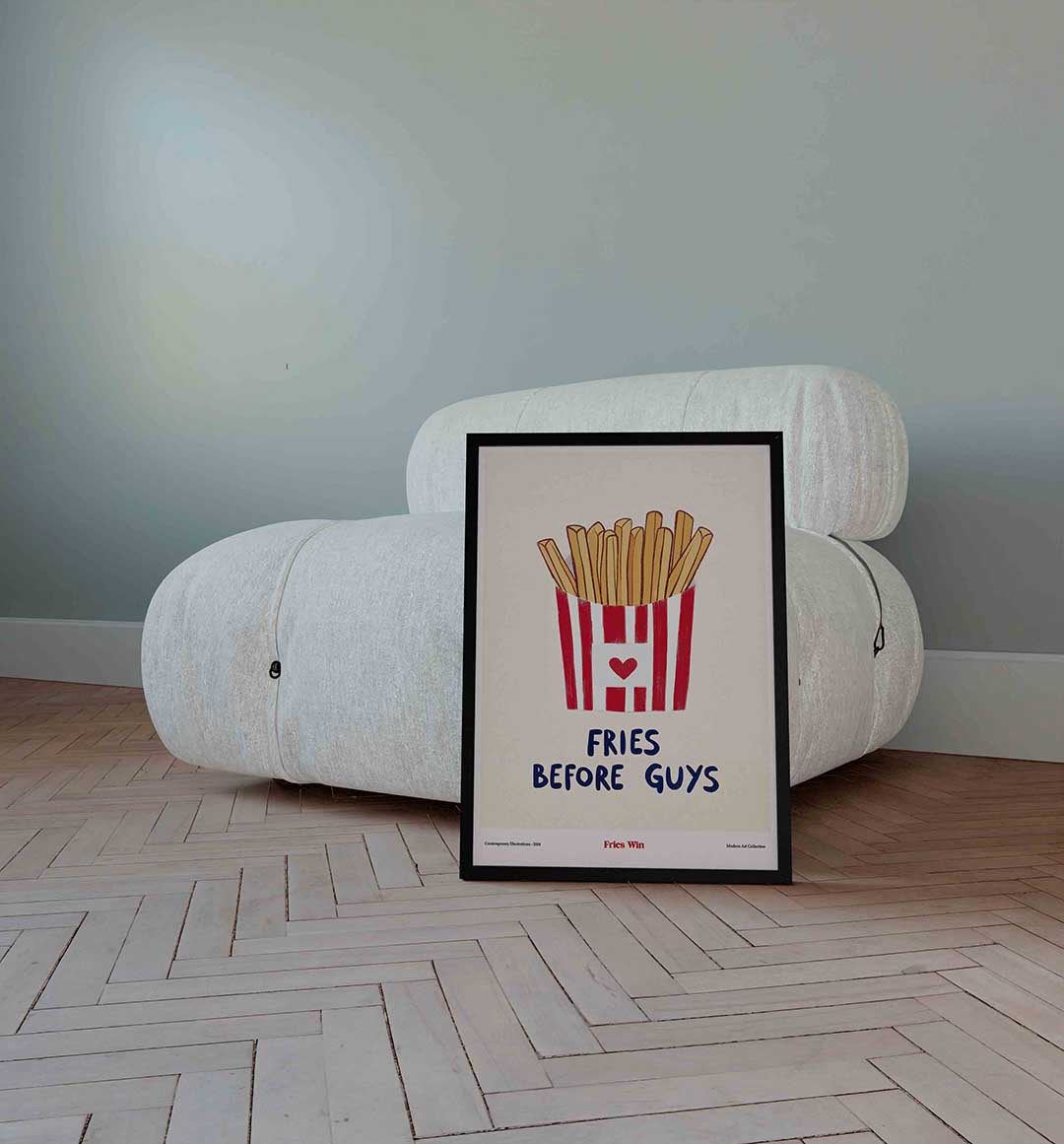 Frietjes in rood witte verpakking Poster