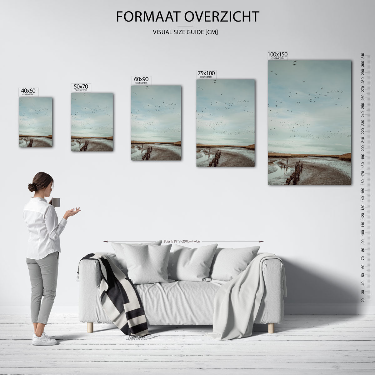 Rustige lucht en landschap Kunstwerk