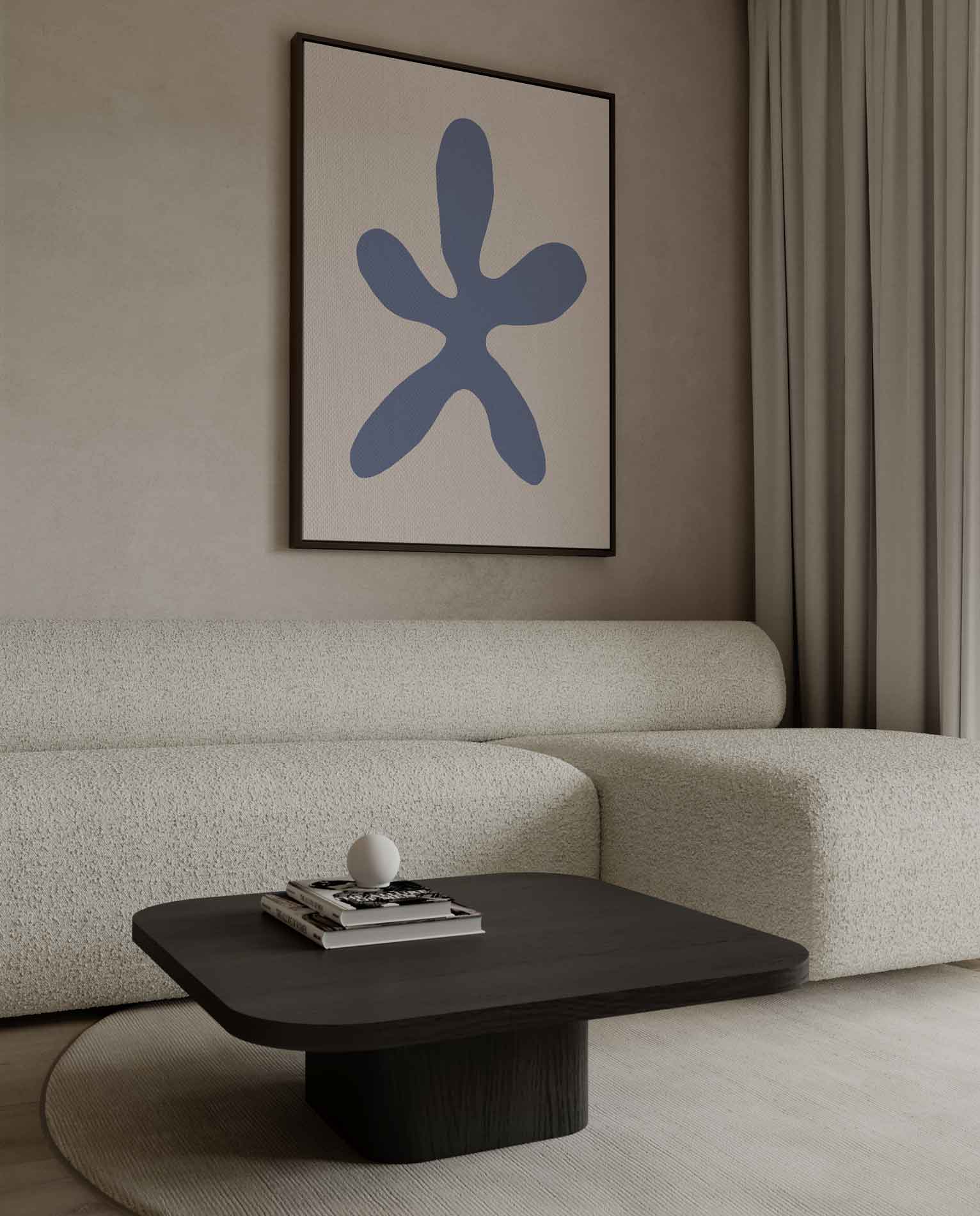 Blauwe Bloem Abstractie Kunstwerk-canvas-dibond-plexiglas-wanddecoratie-WallArtistic