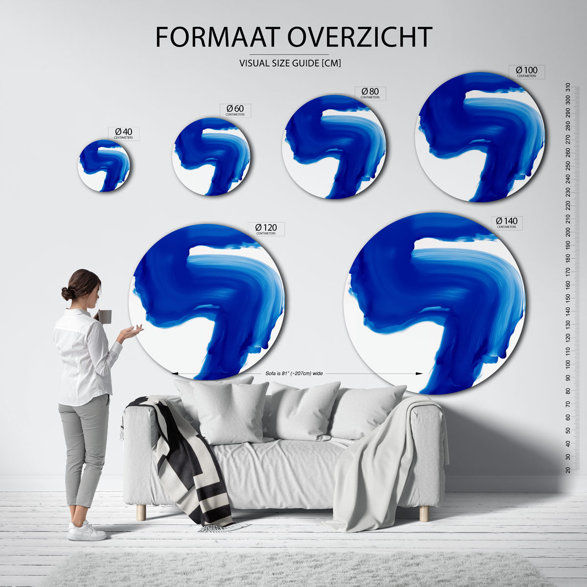 Blauwe penseelstreek Muurcirkel