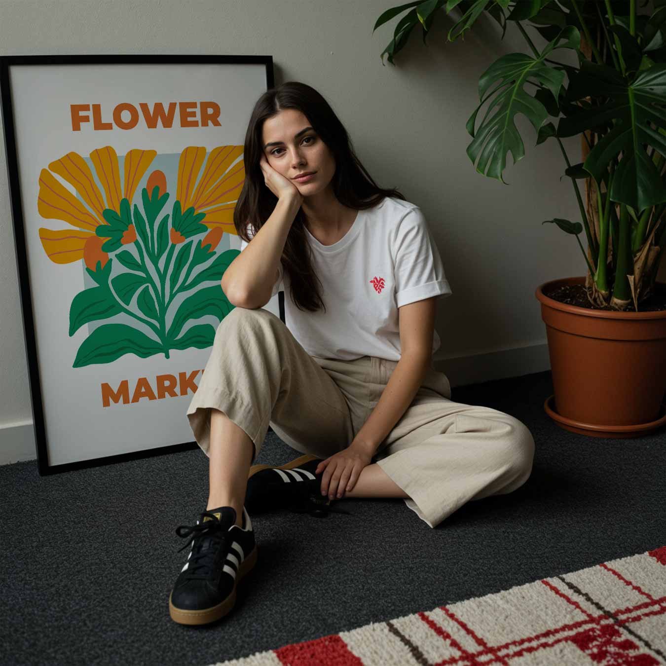 Kleurrijke Bloemenmarkt Poster-WallArtistic