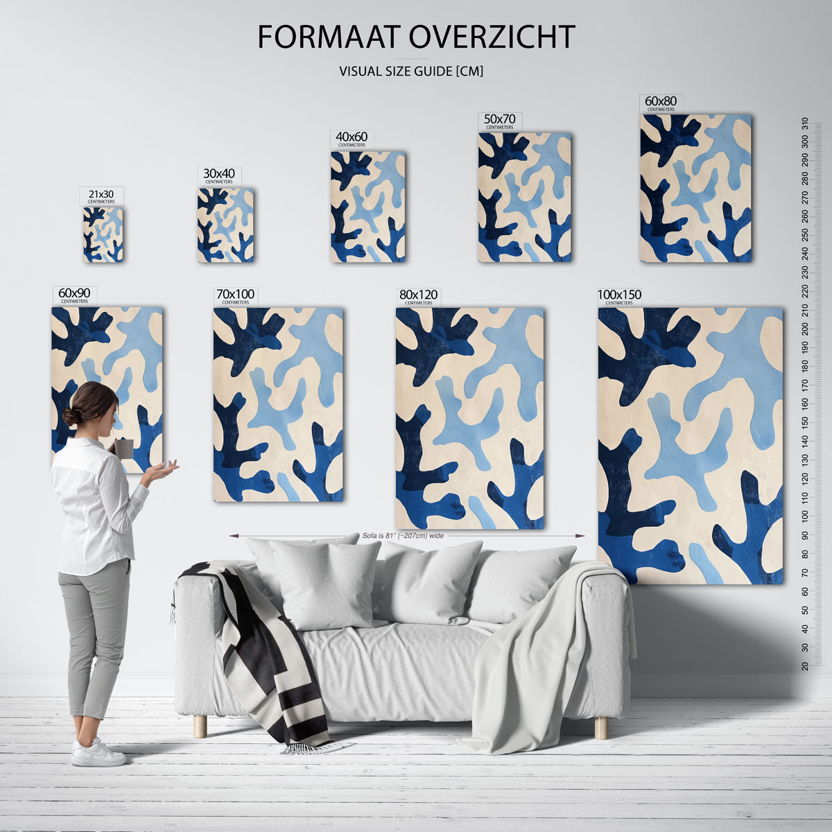 Abstracte blauwe vormen Poster