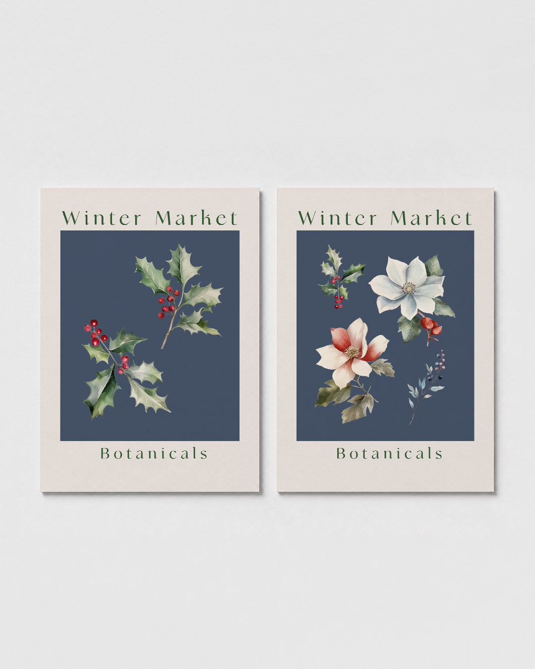 Winterse bladcompositie Posterset