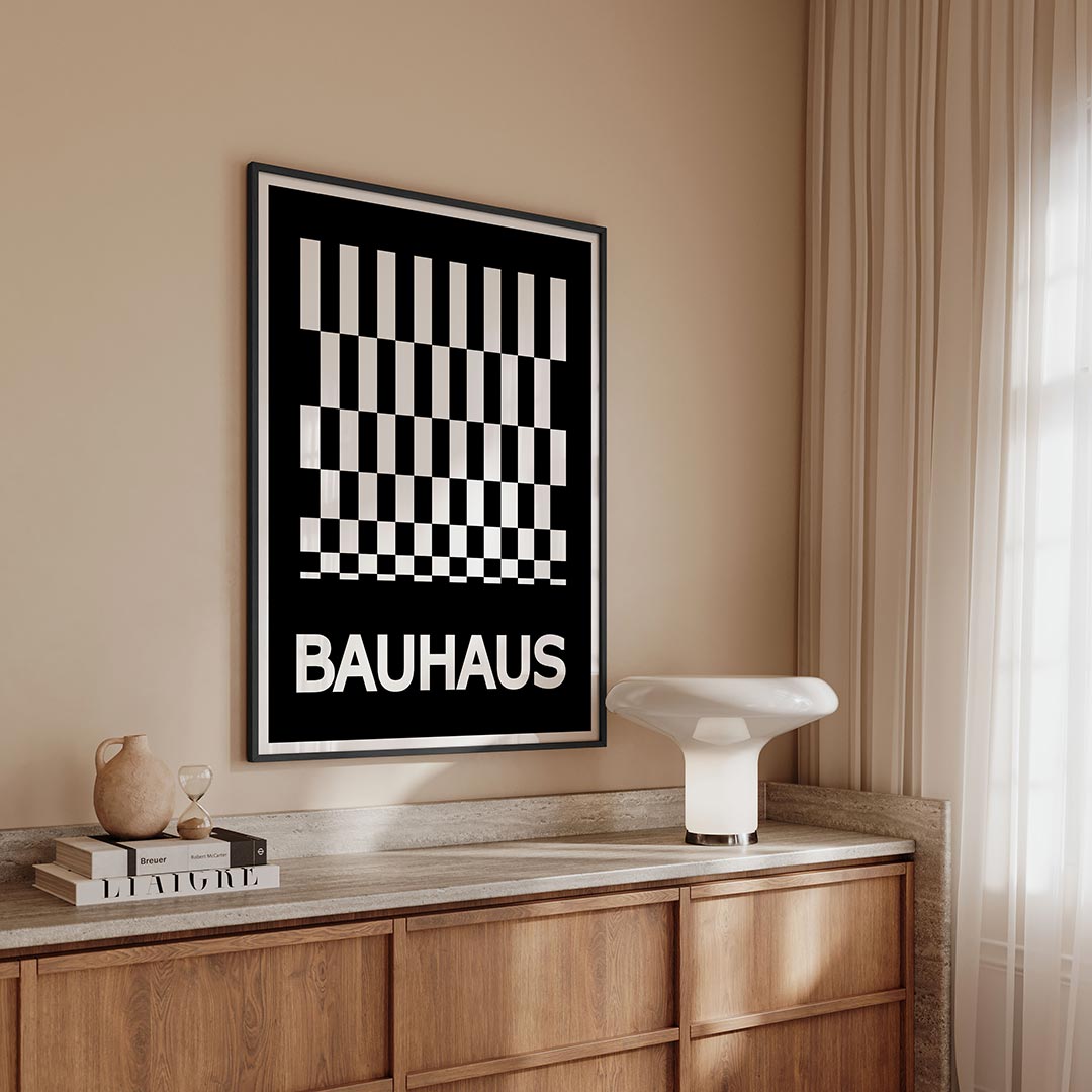 Zwart wit ruitpatroon Poster