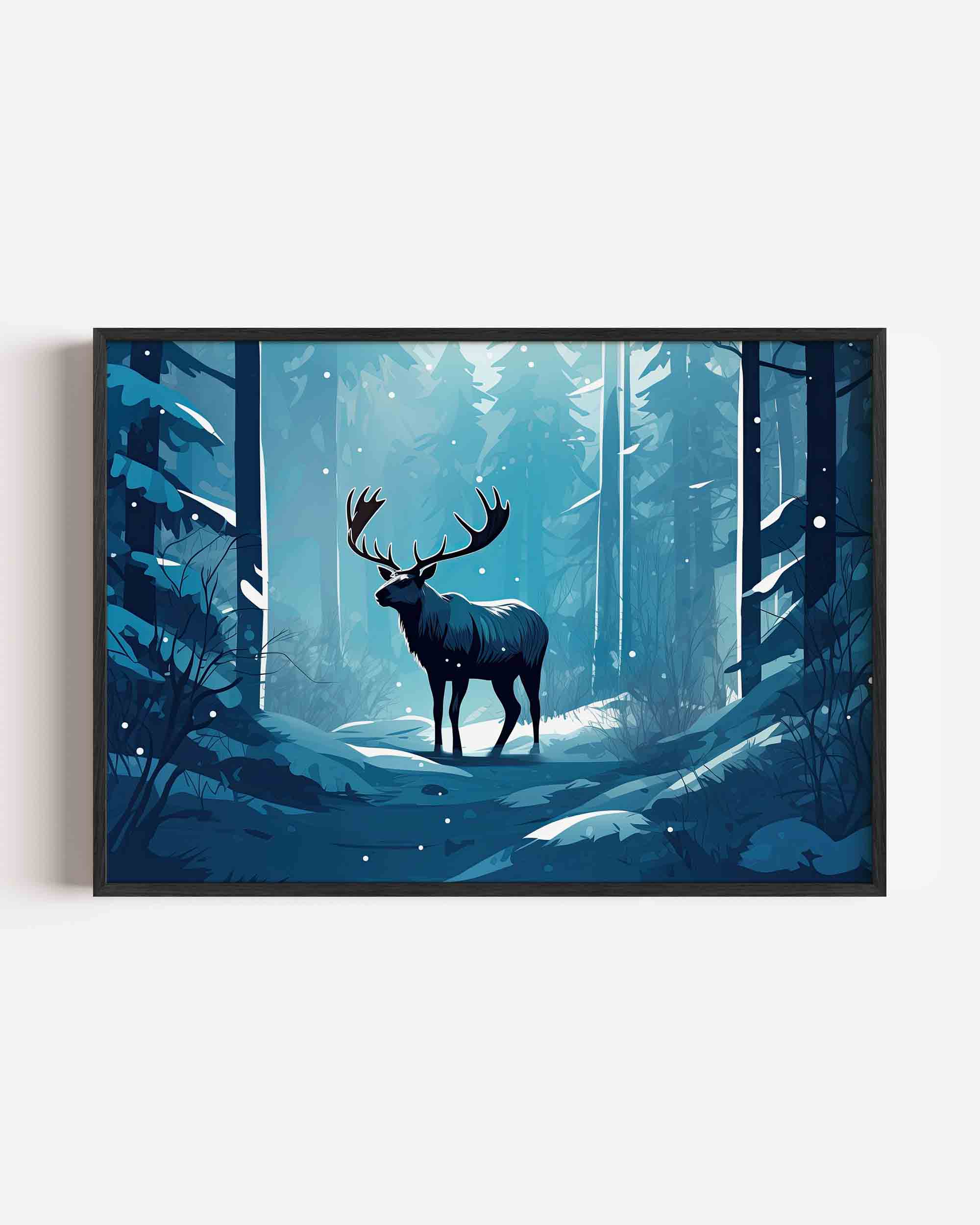 Hert in winterbos Poster