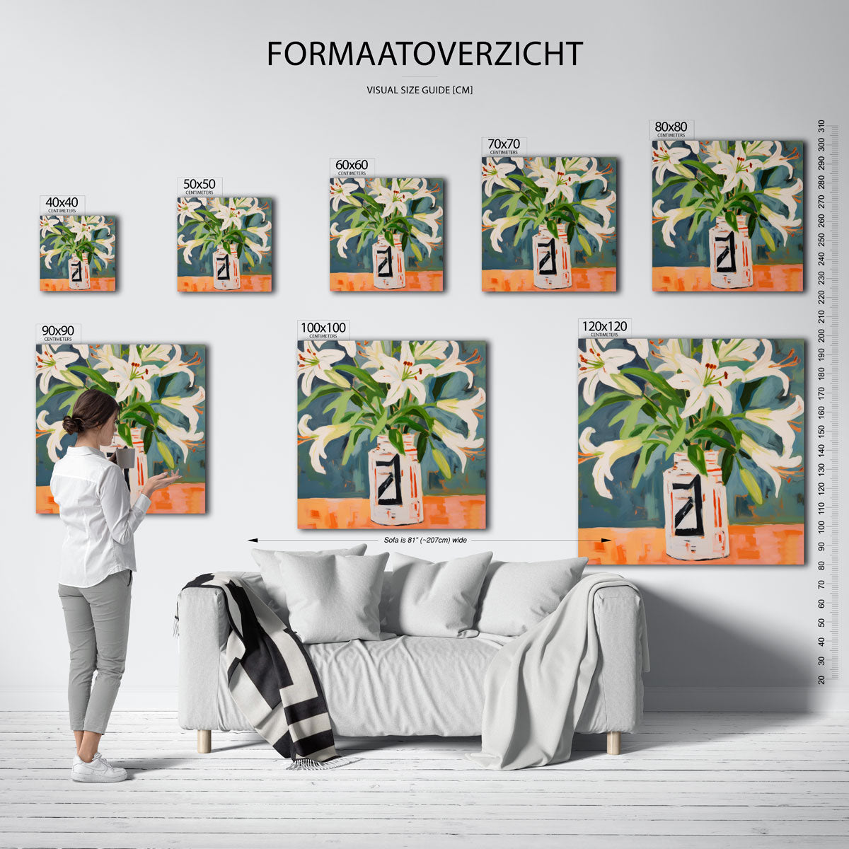 Witte bloemen in vaas Poster