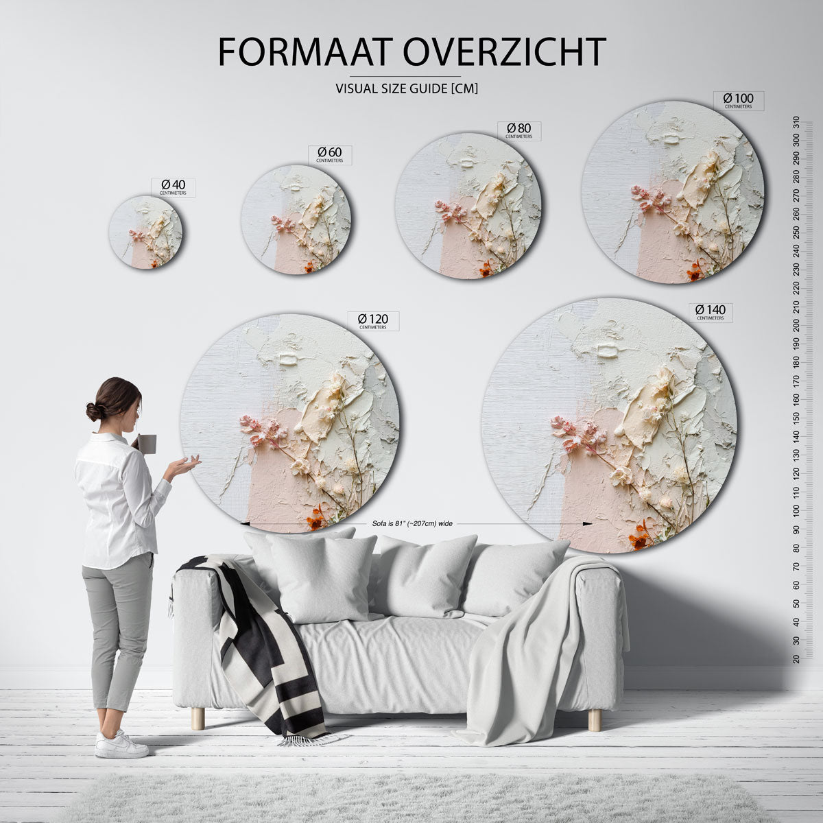 Bloemen en textuur Muurcirkel