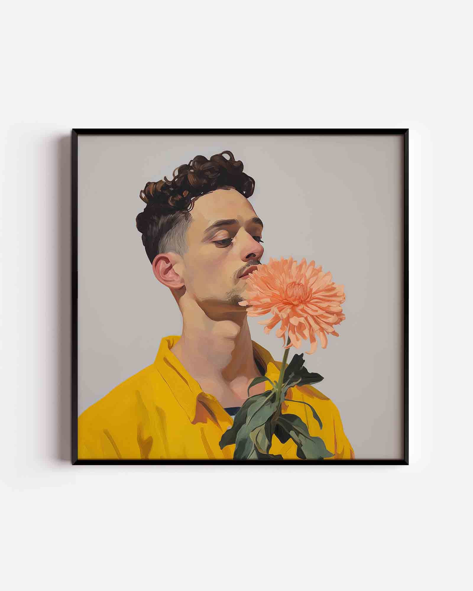 Man met bloem Poster