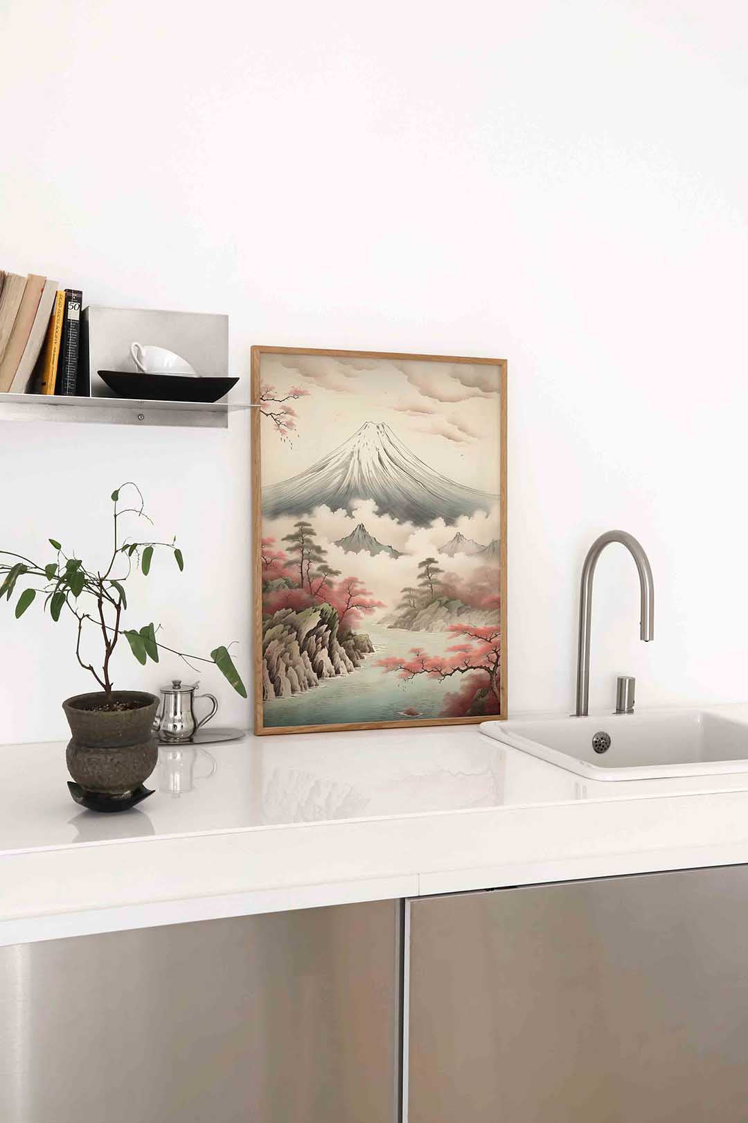 Berglandschap met bomen Poster