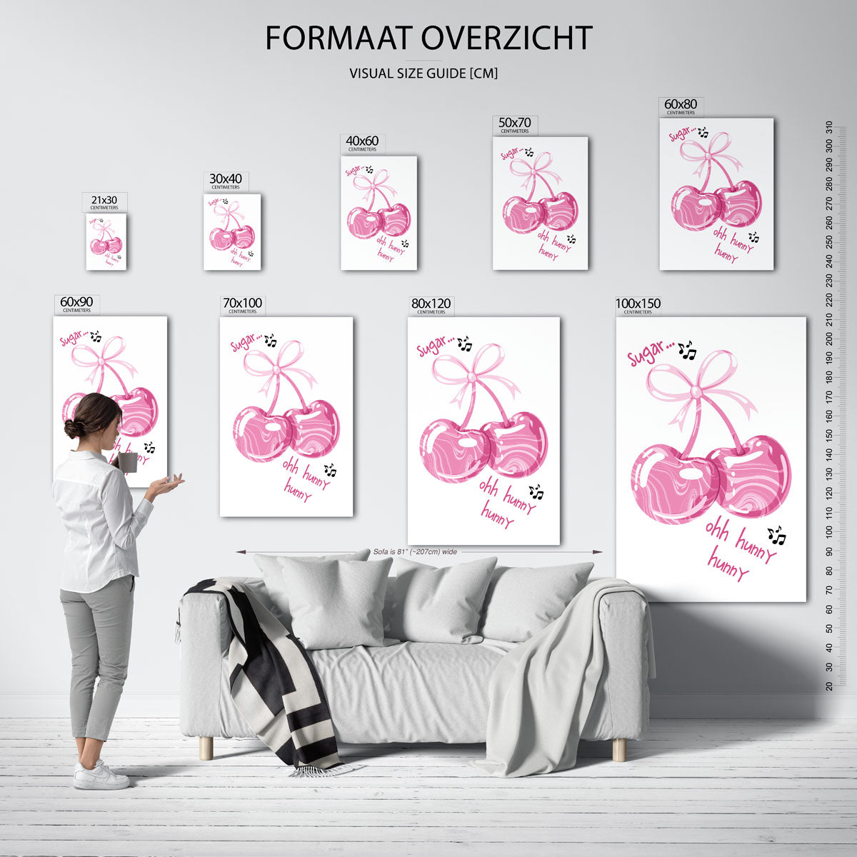 Roze kersen met strik Poster