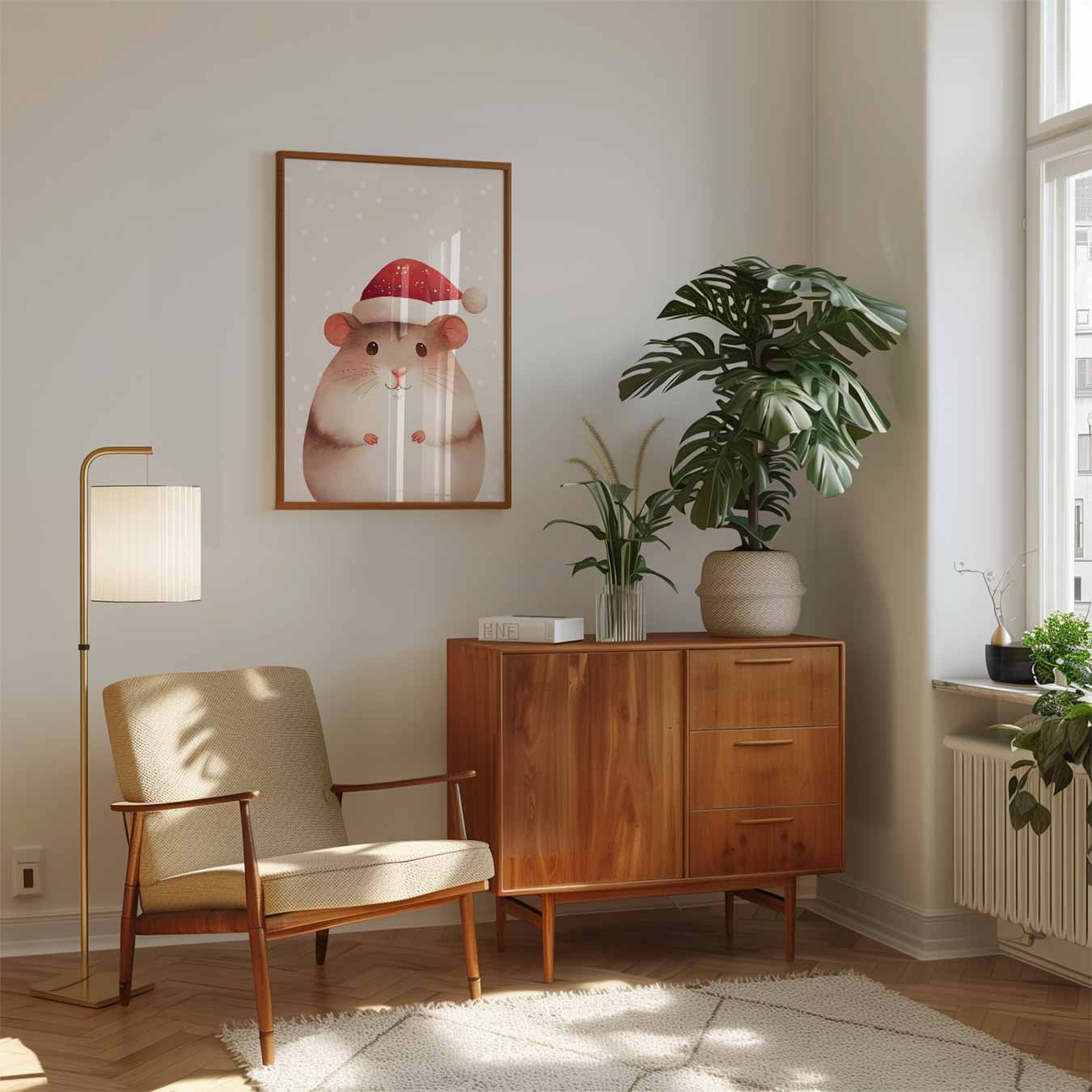 Schattige Kerst Hamster Poster-WallArtistic