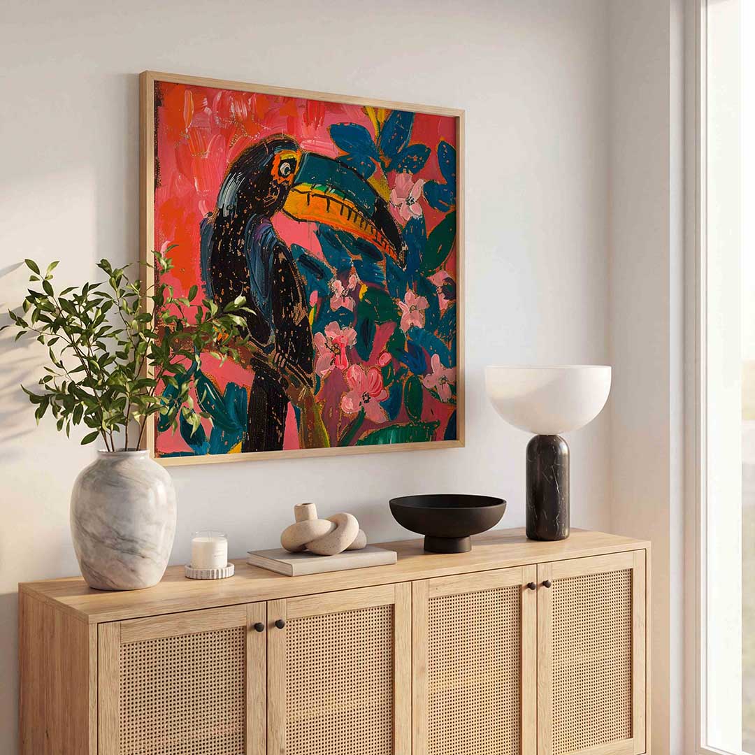 Toekan met bloemen Poster