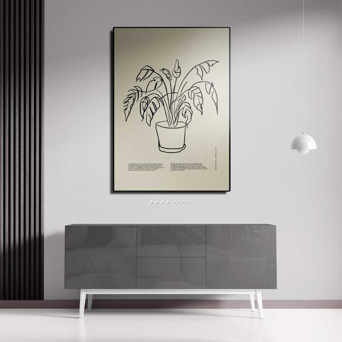 Schaduwplant in Minimalistische Lijntekening Kunstwerk-canvas-dibond-plexiglas-wanddecoratie-WallArtistic