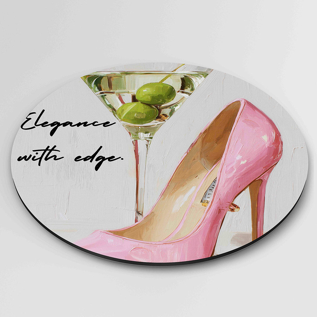 Martini en roze pump Muurcirkel