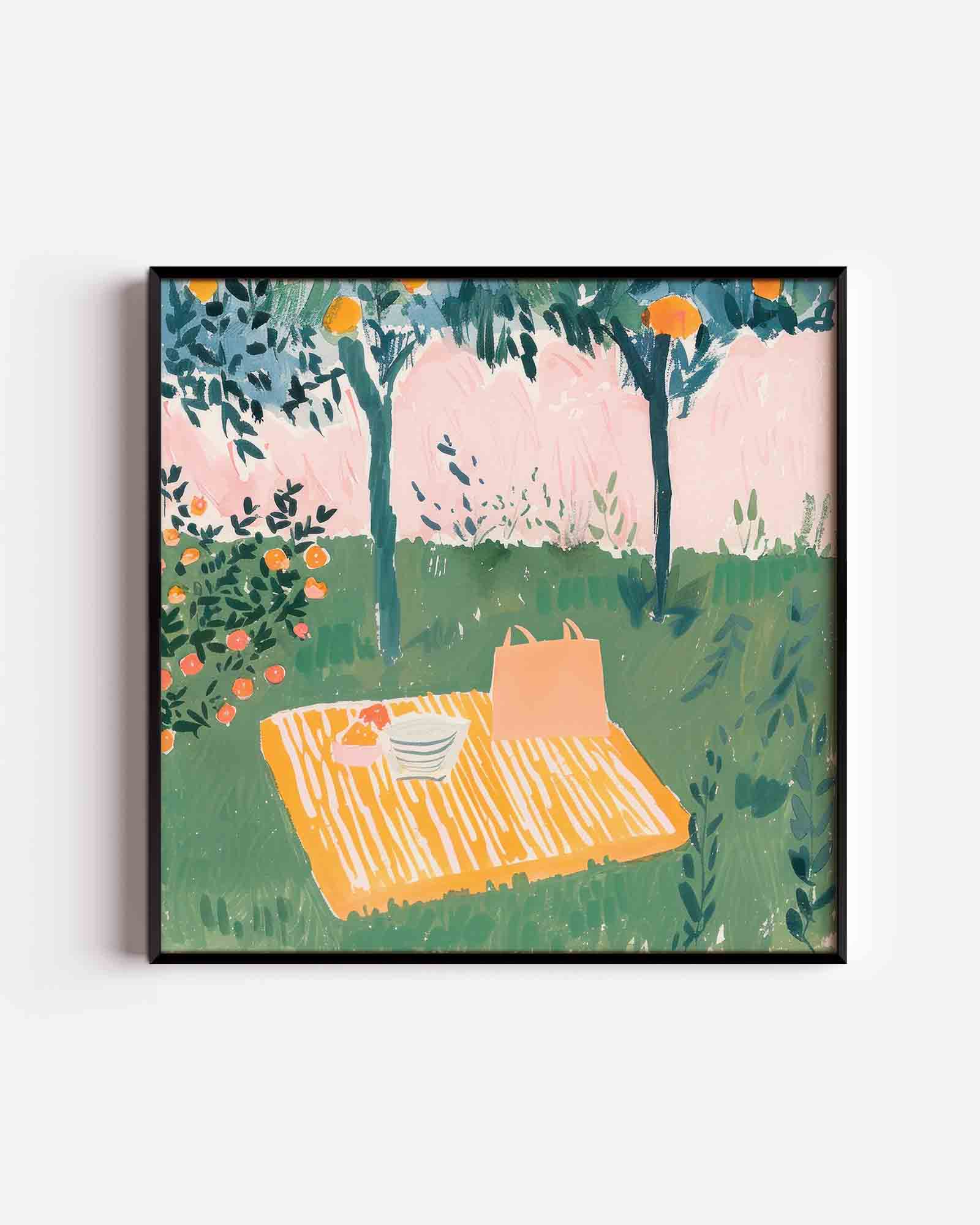 Picknick onder sinaasappelbomen Poster