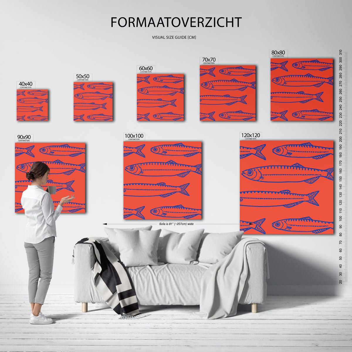Vissen op rode achtergrond Poster