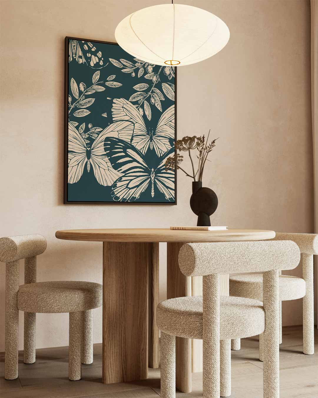 Vlinders en Olijftakken Print Kunstwerk-canvas-dibond-plexiglas-wanddecoratie-WallArtistic