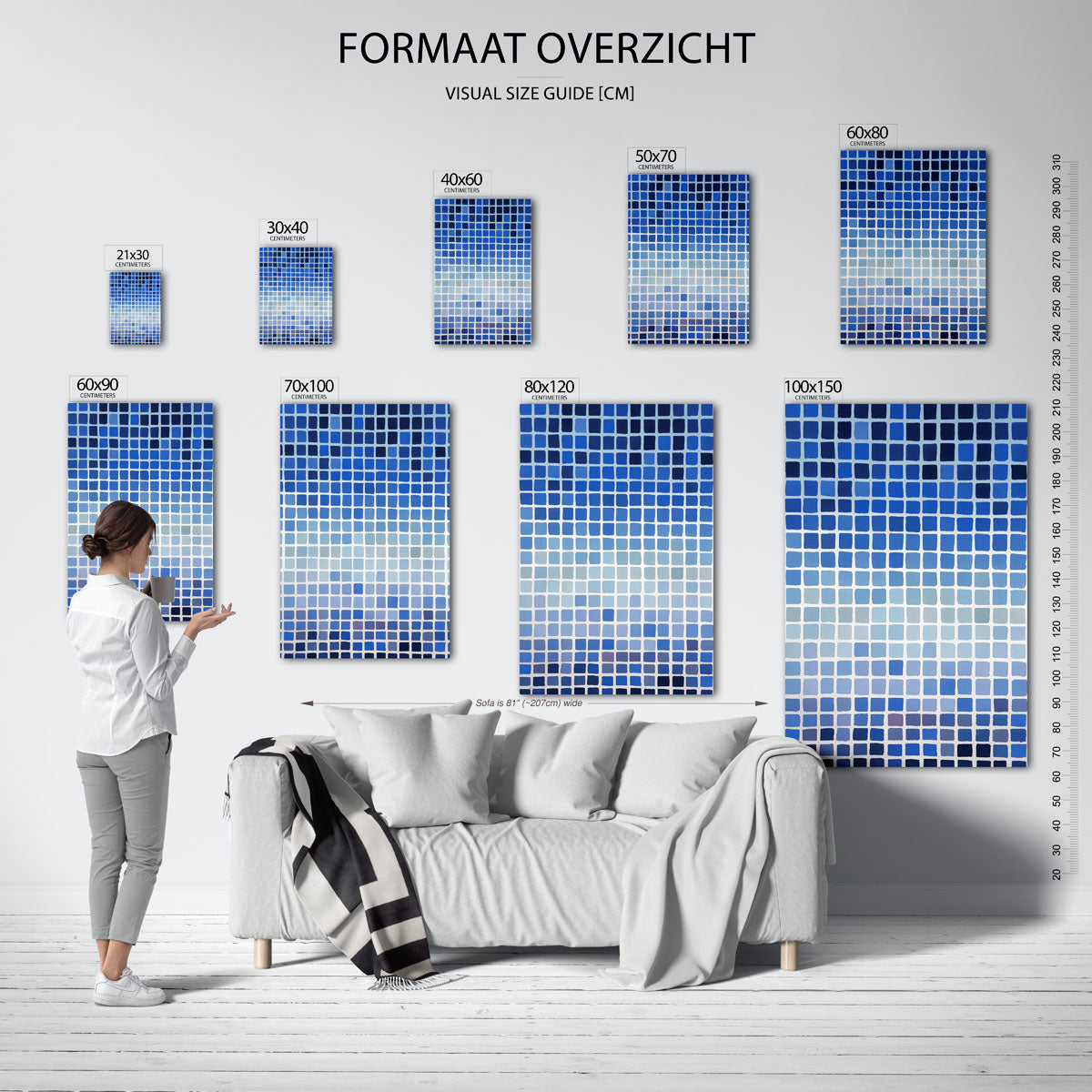 Blauwe vierkanten Poster