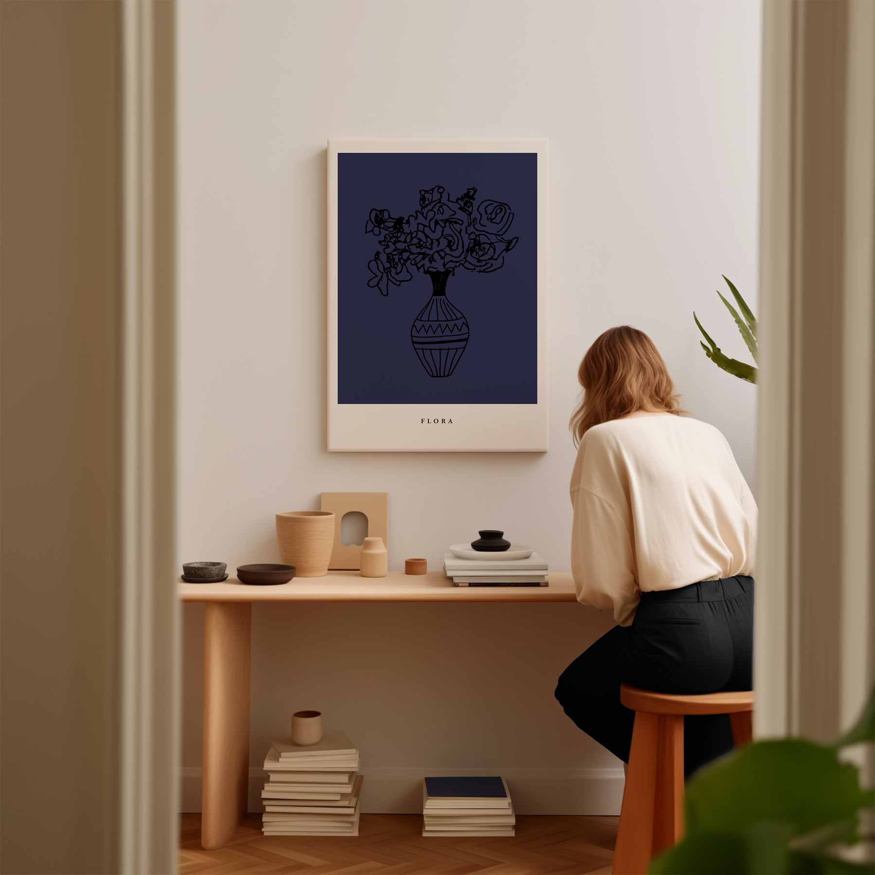 Abstracte Bloemenvazen Print Kunstwerk-canvas-dibond-plexiglas-wanddecoratie-WallArtistic