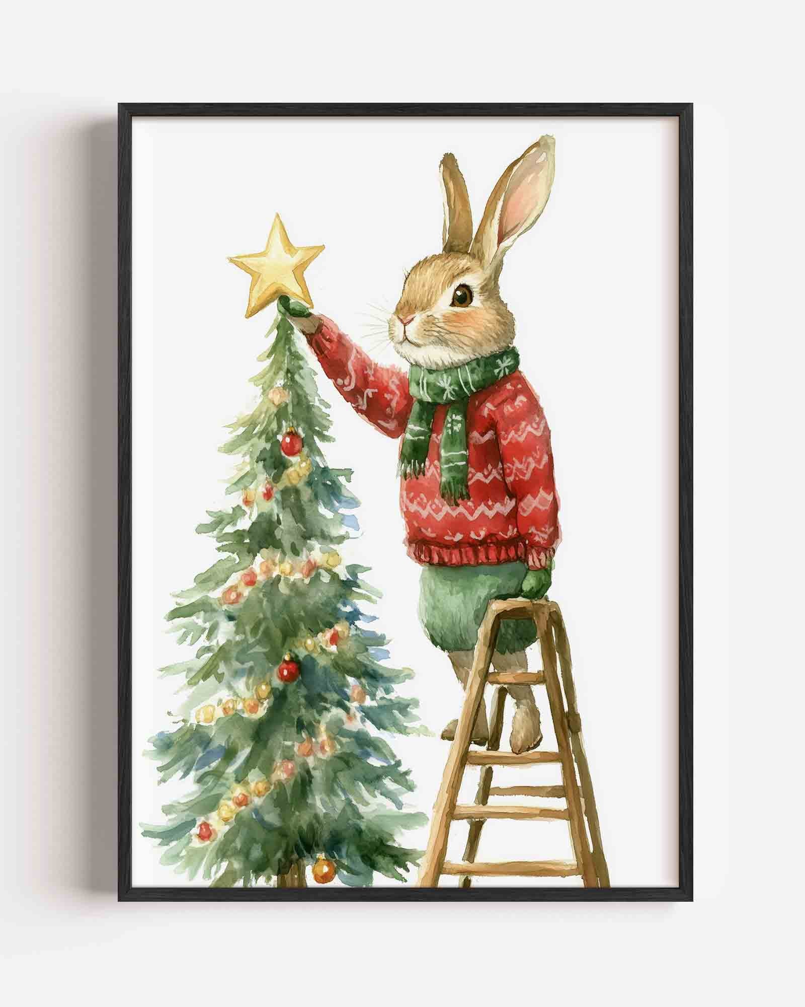 Konijn met kerstboom Poster