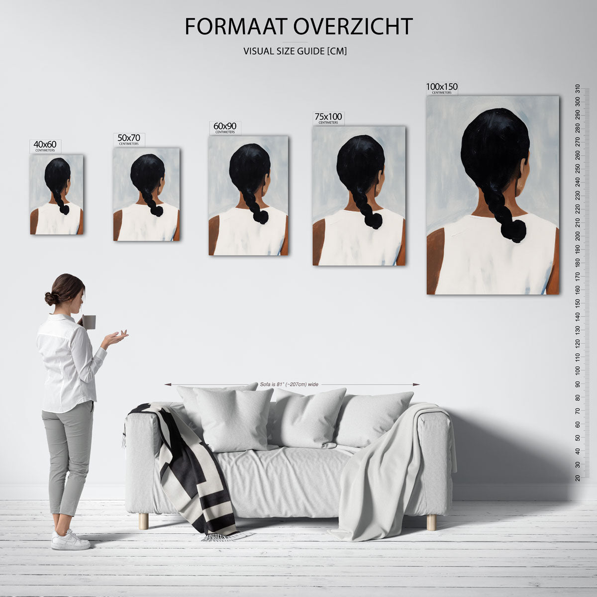 Vrouwelijke silhouet achteraanzicht Kunstwerk