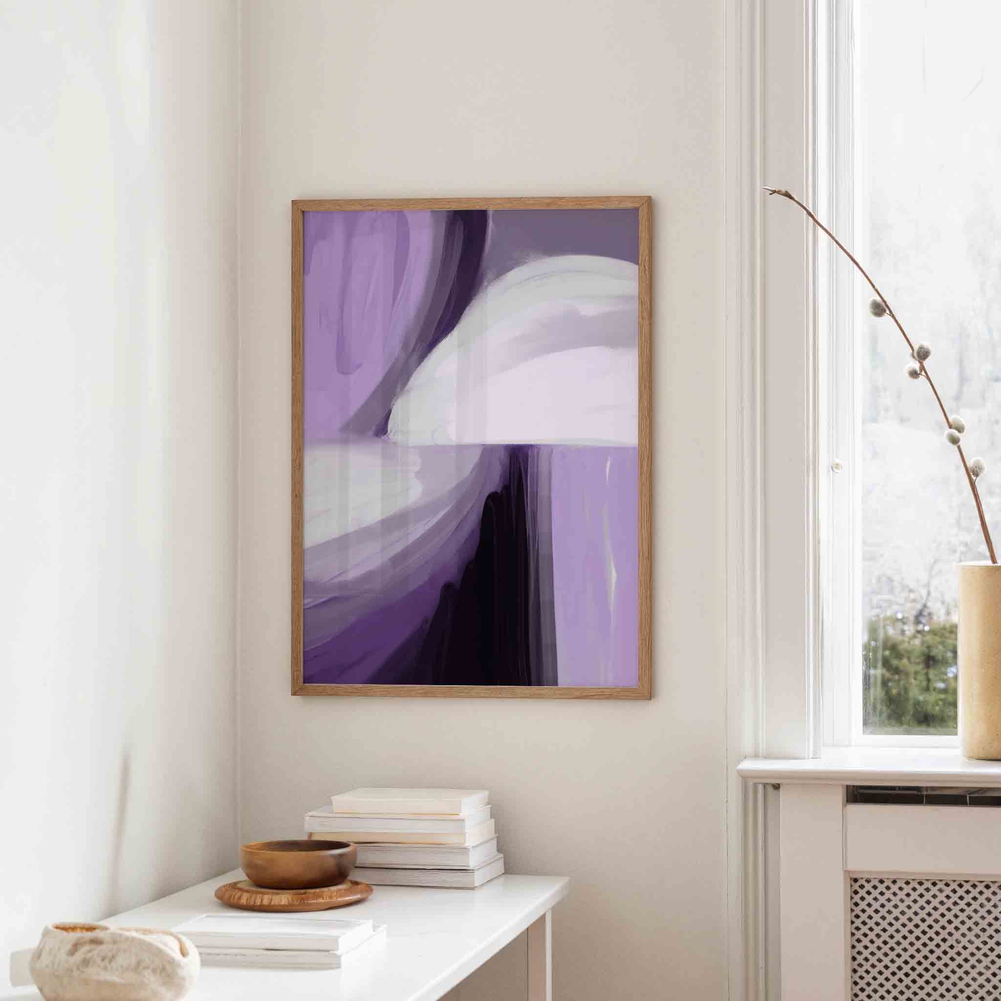 Paarse en witte abstracte Poster