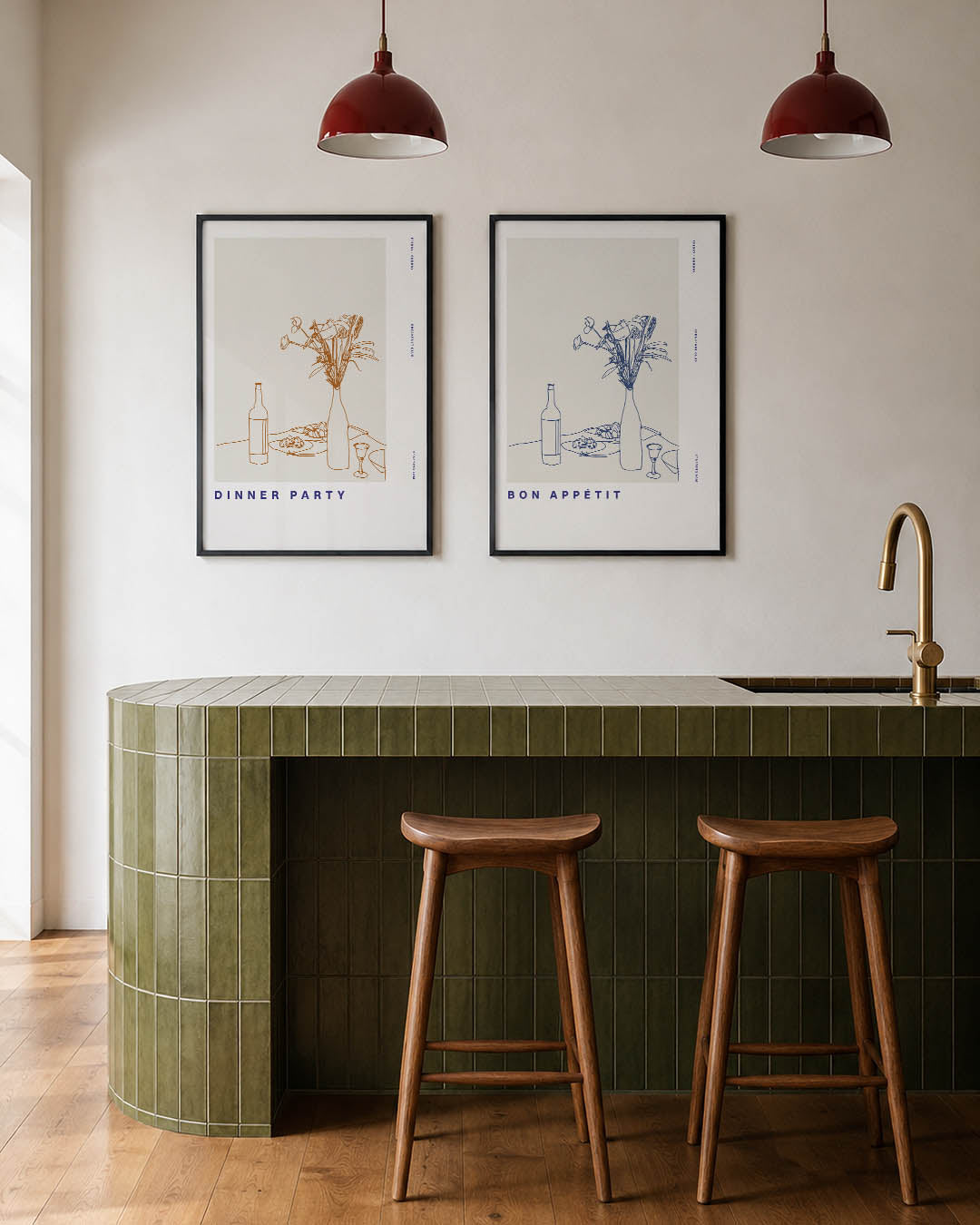 Eettafel lijnenspel Posterset