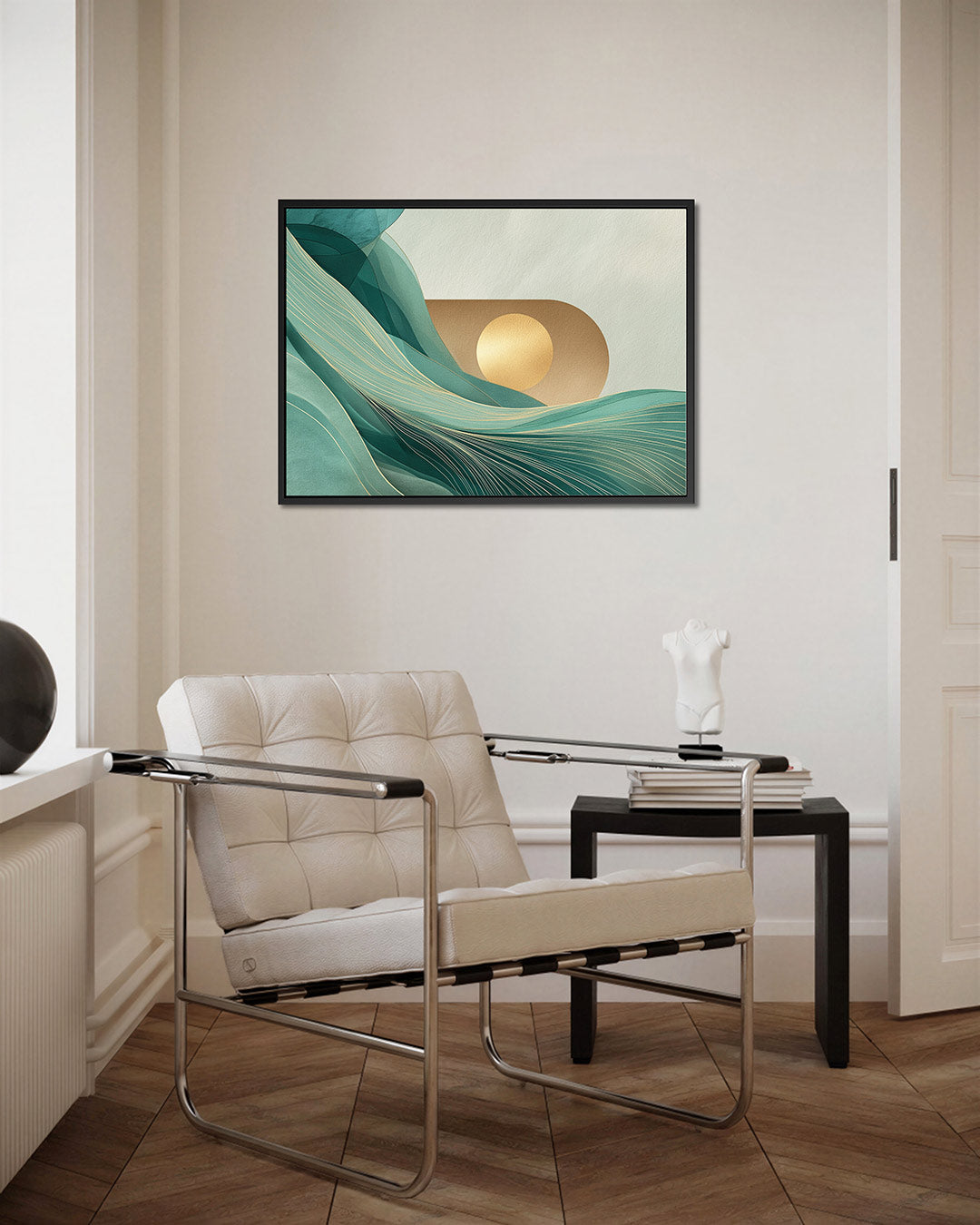 Golvende lijnen en cirkel Kunstwerk