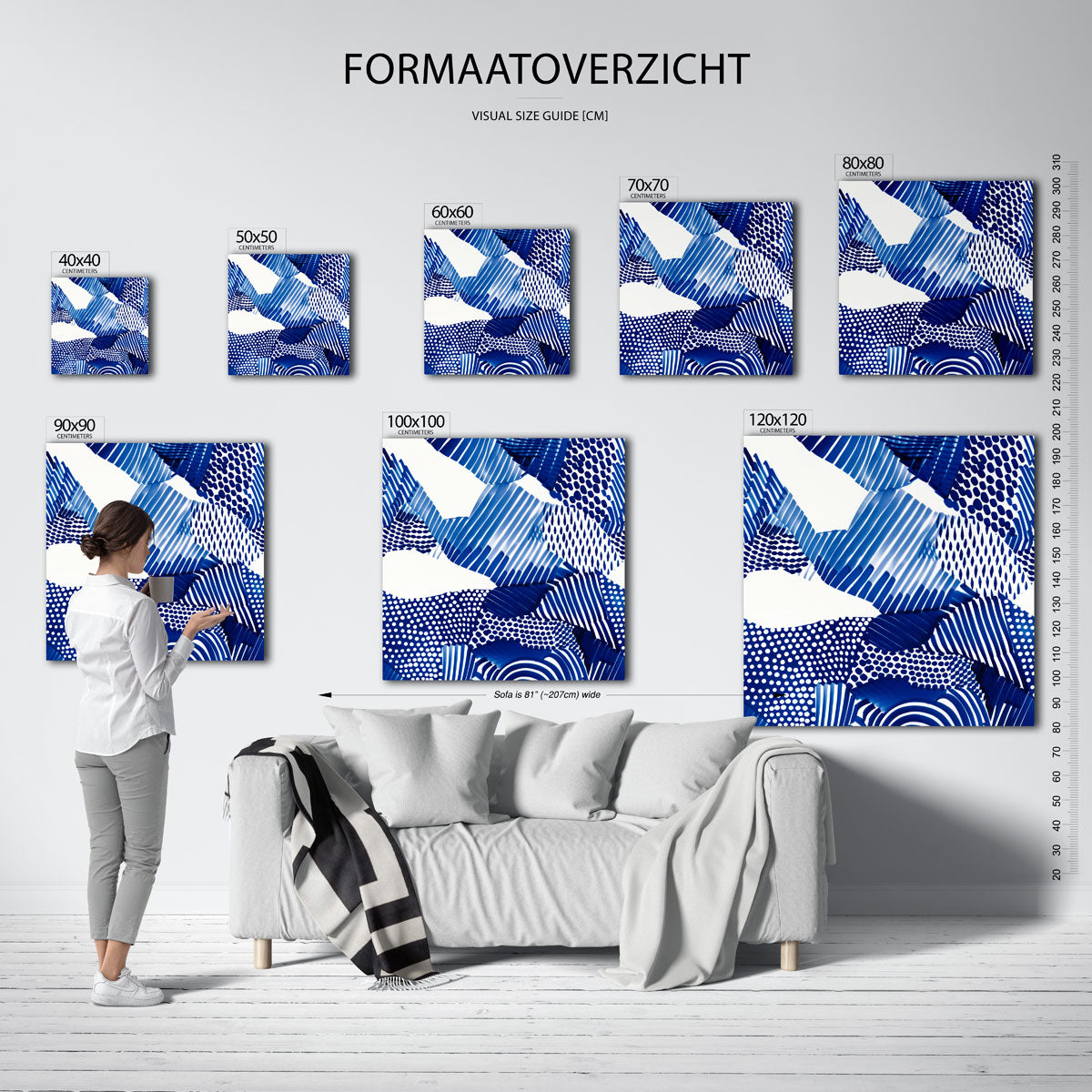Abstracte blauwe patronen Poster