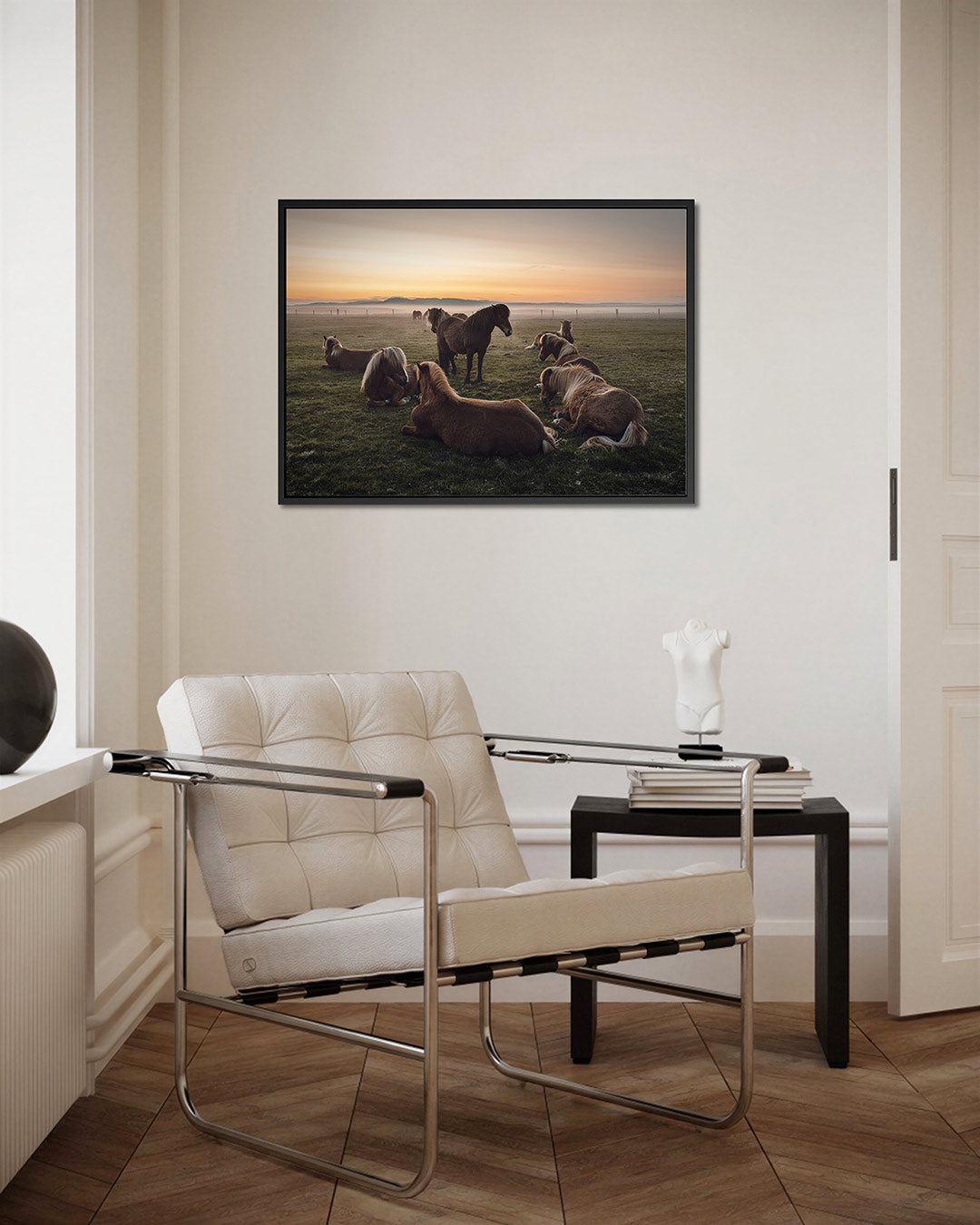 Rustige paardenweide Kunstwerk