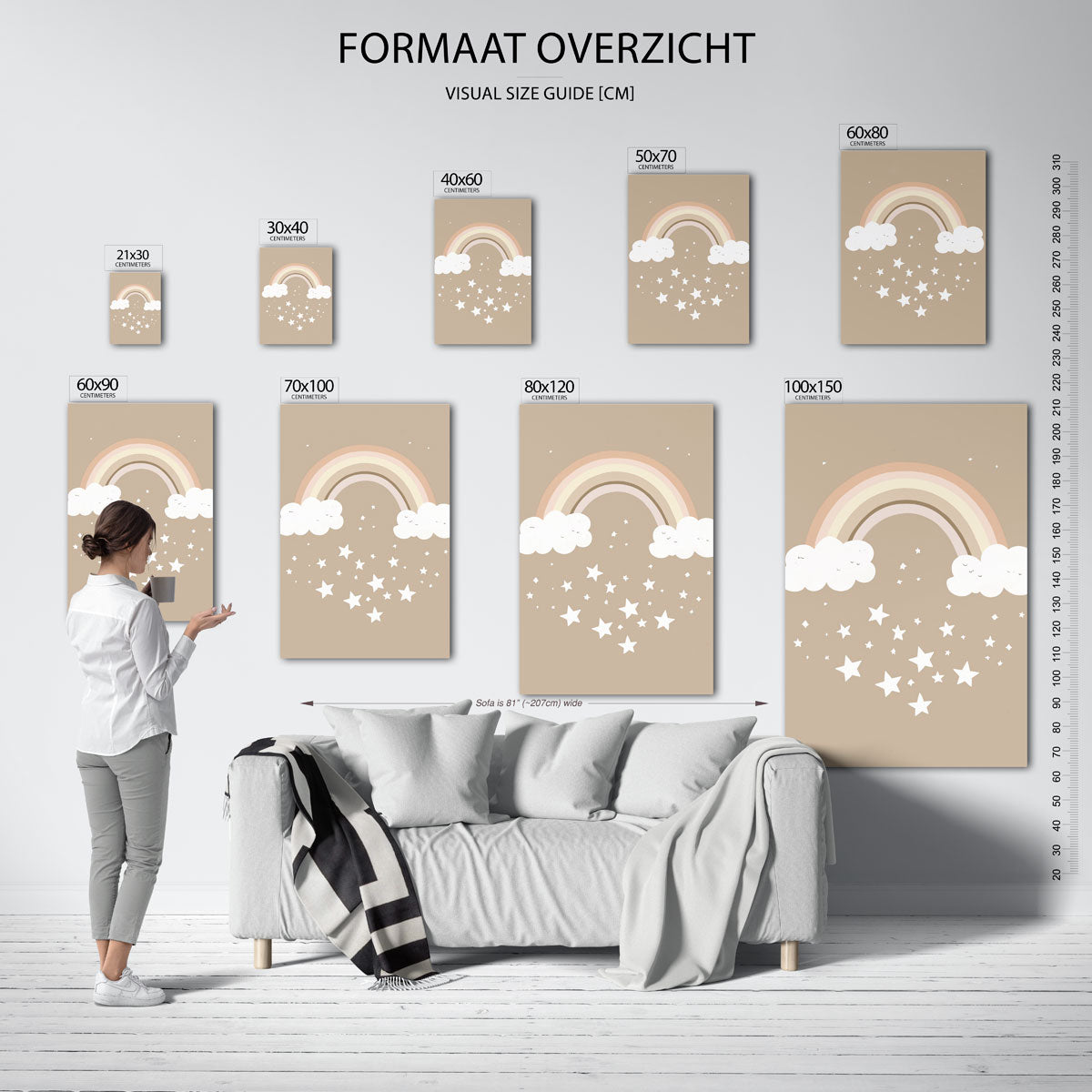 Regenboog en sterren Poster